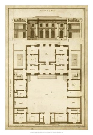 Vintage Building &amp; Plan I by Jean F. De Neufforge art print