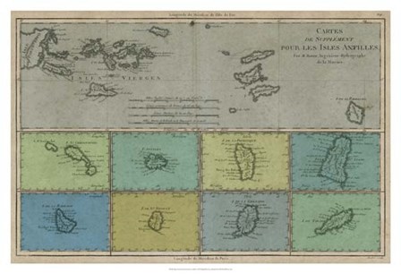 Map of the Greater &amp; Lesser Antilles by Vision Studio art print