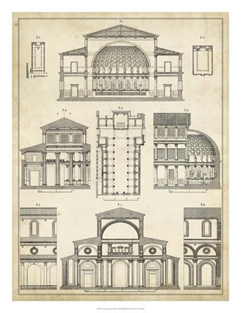 Vintage Architect&#39;s Plan I by Vision Studio art print