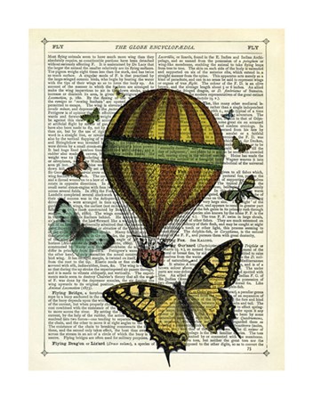 Butterflies &amp; Balloon by Marion McConaghie art print