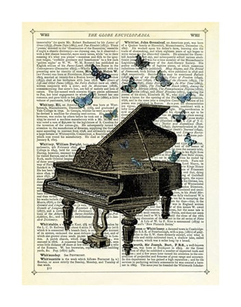 Piano &amp; Butterflies by Marion McConaghie art print