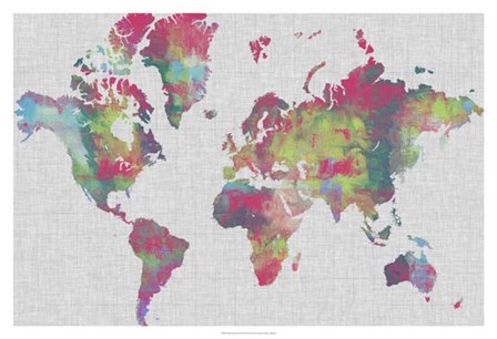 Impasto Map of the World by Jennifer Goldberger art print