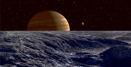 The Gas Giant Jupiter Seen Above the Surface of Jupiter&#39;s Moon Europa by Frank Hettick/Stocktrek Images art print