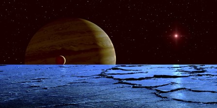 Jupiter and its Moon Lo as Seen from the Surface of Jupiter&#39;s Moon Europa by Frank Hettick/Stocktrek Images art print