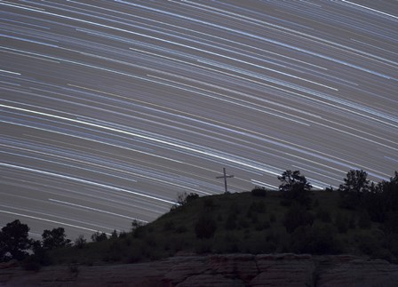 Star Trails over a cross in Oklahoma by John Davis/Stocktrek Images art print