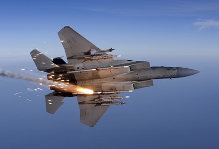 F-15 Eagle Releases a Flare by HIGH-G Productions/Stocktrek Images art print