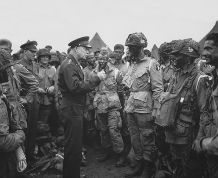 General Dwight D Eisenhower with Soldiers of the 101st Airborne Division by John Parrot/Stocktrek Images art print