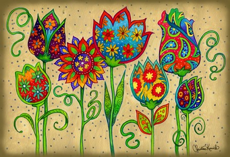 Mosaic Flowers-Spring by Christine Kerrick art print