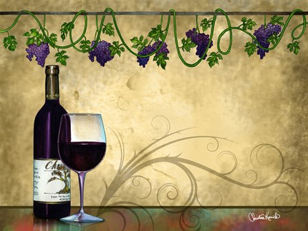 Wine II With Vines by Christine Kerrick art print