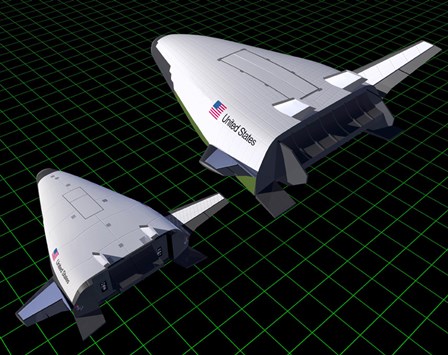 Artist&#39;s Concept Showing the Relative Sizes of the X-33 and VentureStar by Stocktrek Images art print