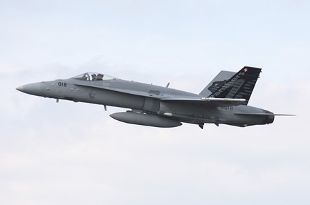 An F-18C Hornet of the Swiss Air Force in Flight over Germany by Timm Ziegenthaler/Stocktrek Images art print