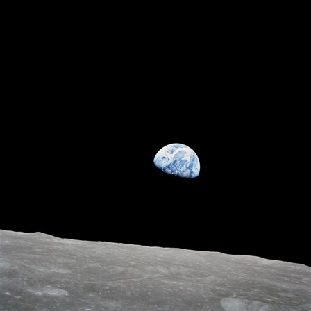 Earth Rising Above the Lunar Horizon by Stocktrek Images art print