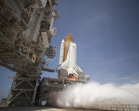 An Exhaust Plume forms under the Mobile Launcher Platform on Launch Pad 39A by Stocktrek Images art print