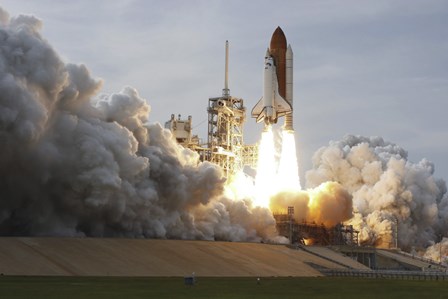 Space Shuttle from Kennedy Space Center Takes Off by Stocktrek Images art print