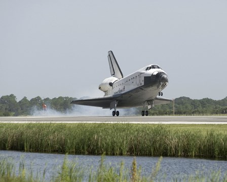 Space Shuttle Endeavour touches down on the runway by Stocktrek Images art print