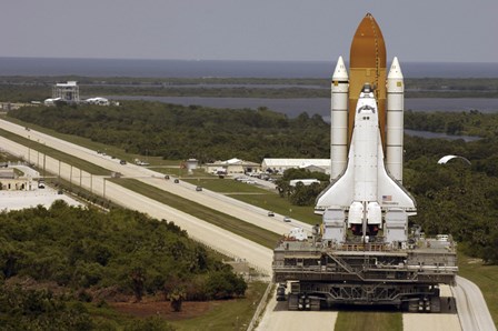 Space Shuttle Discovery Resting on the Mobile Launcher Platform by Stocktrek Images art print
