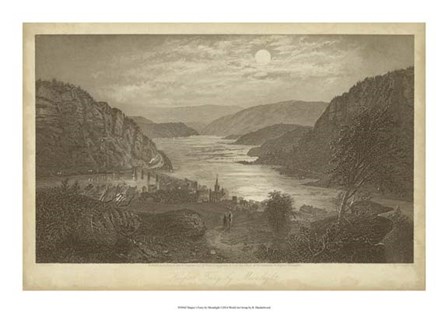 Harper&#39;s Ferry by Moonlight by R. Hinshelwood art print