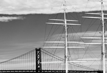 Bridge &amp; Masts (b/w) by Erin Clark art print