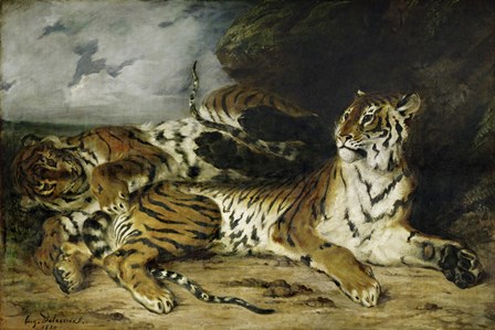 A Young Tiger Playing with its Mother, 1830 by Eugene Delacroix art print