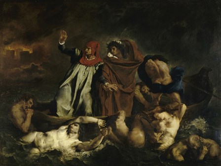 Dante and Virgil in Hell (Dante&#39;s Boat) 1822 by Eugene Delacroix art print