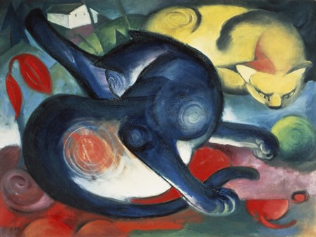 Two Cats, Blue and Yellow, 1912 by Franz Marc art print