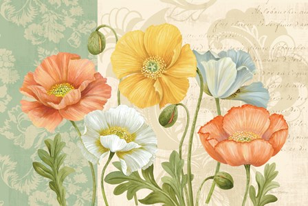 Pastel Poppies Multi Landscape by Pamela Gladding art print