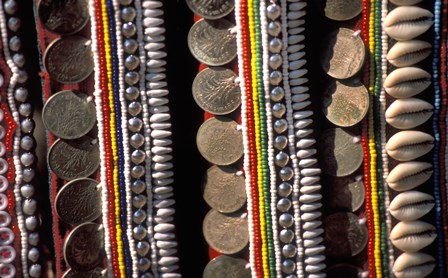 Traditional Akha fabric and clothing displayed as a souvenir, Burma by Brian McGilloway / Danita Delimont art print