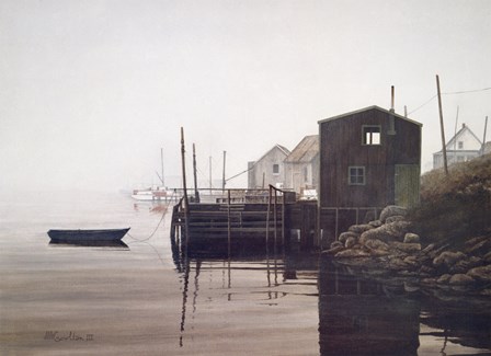 Misty Harbor by David Knowlton art print