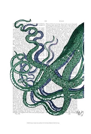Octopus Tentacles Green and Blue by Fab Funky art print