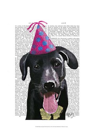 Black Labrador With Party Hat by Fab Funky art print