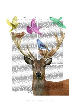 Deer and Birds Nests Pastel Shades by Fab Funky art print