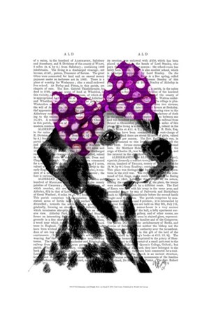 Dalmatian with Purple Bow on Head by Fab Funky art print