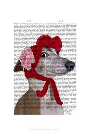 Greyhound with Red Woolly Hat by Fab Funky art print