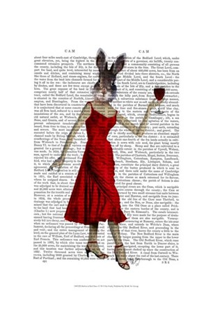 Rabbit in Red Dress by Fab Funky art print