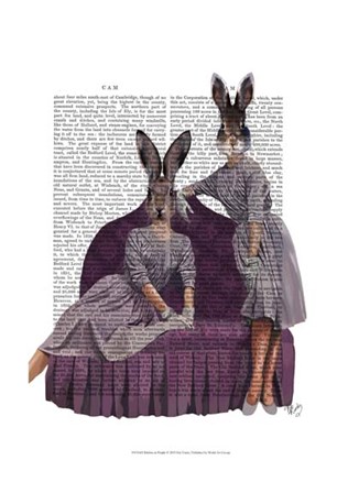 Rabbits in Purple by Fab Funky art print