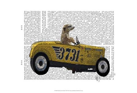 Meerkat in Hot Rod by Fab Funky art print
