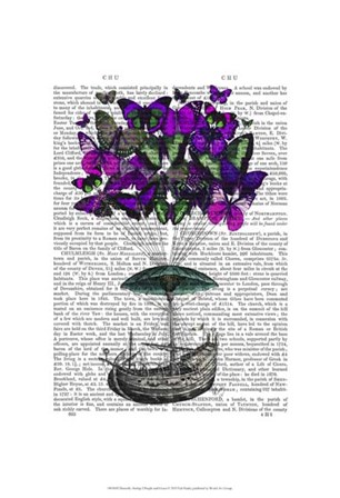 Butterfly Airship 2 Purple and Green by Fab Funky art print