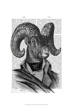 Mountain Goat Portrait by Fab Funky art print