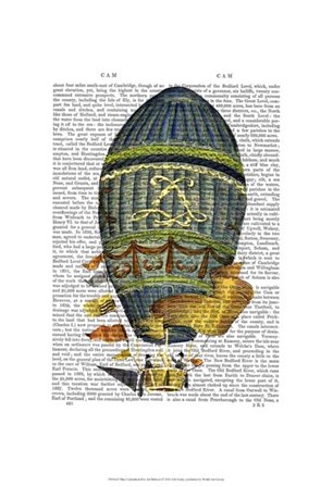 Blue Cylindrical Hot Air Balloon by Fab Funky art print