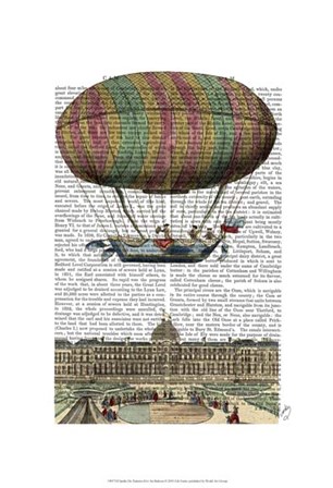 Jardin De Tuileries Hot Air Balloon by Fab Funky art print