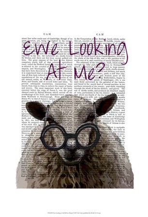 Ewe Looking at Me DeNiro Sheep by Fab Funky art print