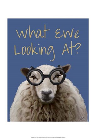 What Ewe Looking At Sheep Print by Fab Funky art print