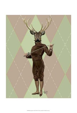 Fencing Deer Full by Fab Funky art print