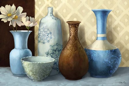 Soft Blue Vase by Vittorio Milan art print