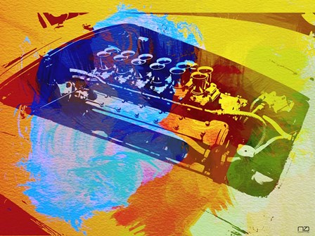 Ferrari Engine Watercolor by Naxart art print