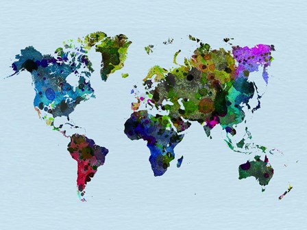 World Watercolor Map 3 by Naxart art print