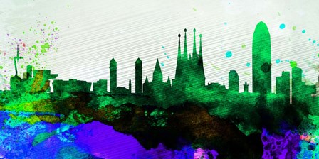 Barcelona City Skyline by Naxart art print