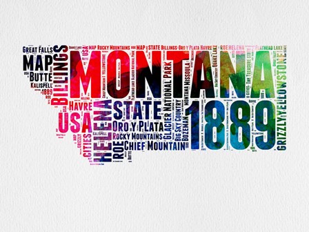 Montana Word Cloud 2 by Naxart art print