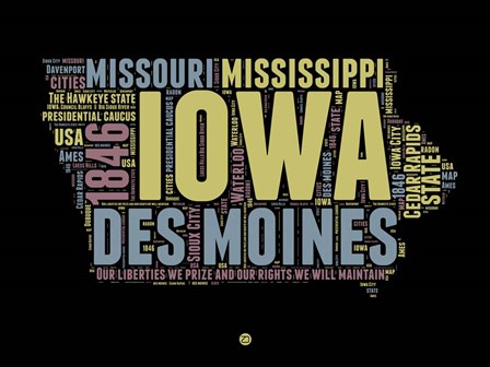 Iowa Word Cloud 1 by Naxart art print