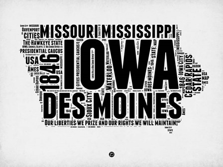 Iowa Word Cloud 2 by Naxart art print